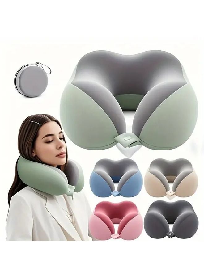 وسادة سفر عنق على شكل حرف U خضراء مريحة مع ارتداد بطيء وغلاف قابل للغسل - Image 2